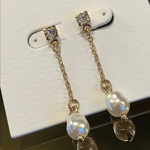 Linear Pearl Drop Earrings